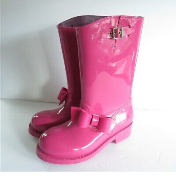 RED Valentino size 35 Pink Bow Rain Boots - Picture 1 of 2